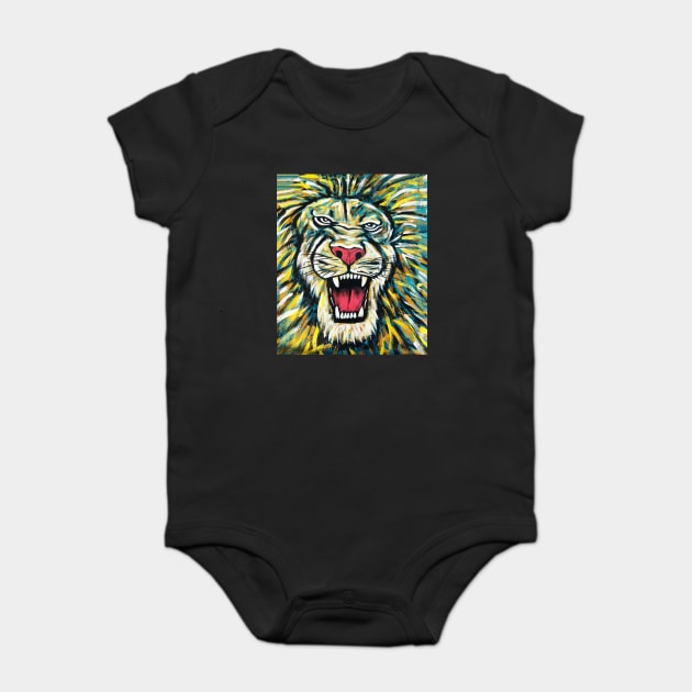 African Lion, Anima African Art Baby Bodysuit by logiamerch